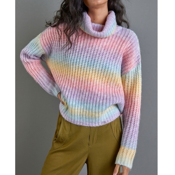 Anthropologie Sweaters - Anthropologie Line + Dot Rainbow Ombré Knit Turtleneck Sweater